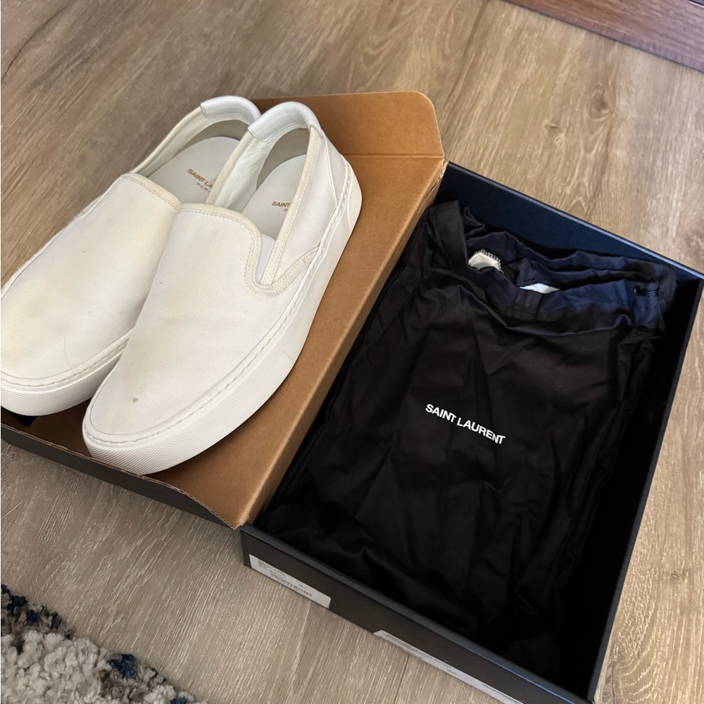 Saint Laurent White Slip-On Men's Shoes
